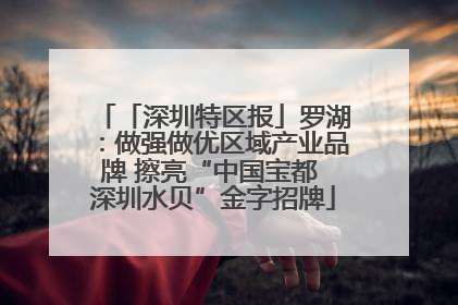 「深圳特区报」罗湖：做强做优区域产业品牌 擦亮“中国宝都 深圳水贝”金字招牌