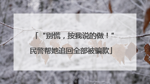 “别慌，按我说的做！”民警帮她追回全部被骗款
