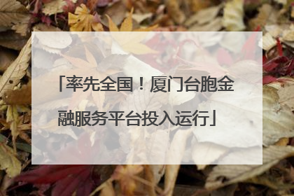 率先全国！厦门台胞金融服务平台投入运行
