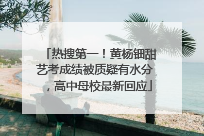 热搜第一！黄杨钿甜艺考成绩被质疑有水分，高中母校最新回应