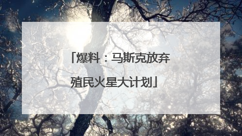 爆料：马斯克放弃殖民火星大计划