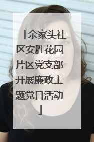 余家头社区安胜花园片区党支部开展廉政主题党日活动