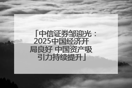 中信证券邹迎光：2025中国经济开局良好 中国资产吸引力持续提升