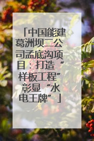 中国能建葛洲坝二公司孟底沟项目：打造“样板工程” 彰显“水电王牌”