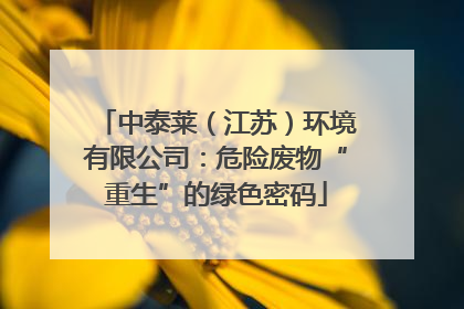 中泰莱（江苏）环境有限公司：危险废物“重生”的绿色密码