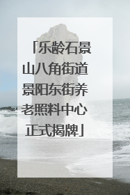 乐龄石景山八角街道景阳东街养老照料中心正式揭牌