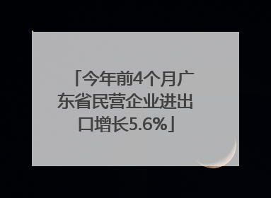 今年前4个月广东省民营企业进出口增长5.6%