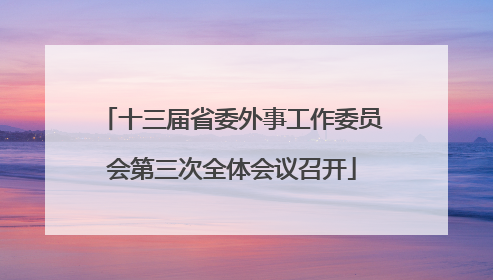 十三届省委外事工作委员会第三次全体会议召开