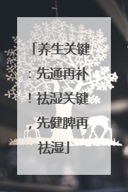 养生关键：先通再补！祛湿关键，先健脾再祛湿