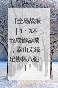 全场战报｜1：3不敌成都蓉城，泰山无缘足协杯八强