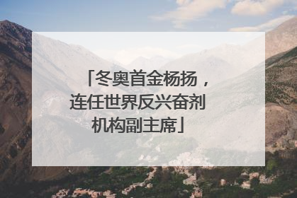 冬奥首金杨扬，连任世界反兴奋剂机构副主席