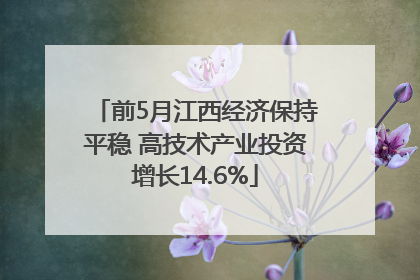 前5月江西经济保持平稳 高技术产业投资增长14.6%