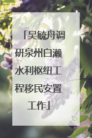 吴毓舟调研泉州白濑水利枢纽工程移民安置工作