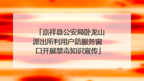 嘉祥县公安局卧龙山派出所利用户籍服务窗口开展禁毒知识宣传