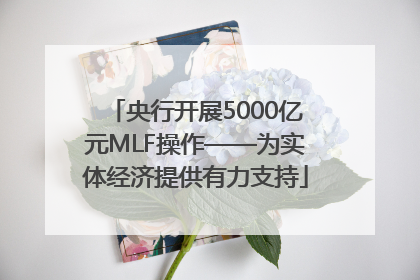 央行开展5000亿元MLF操作——为实体经济提供有力支持