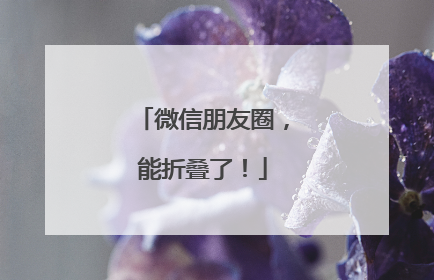微信朋友圈，能折叠了！