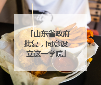 山东省政府批复，同意设立这一学院