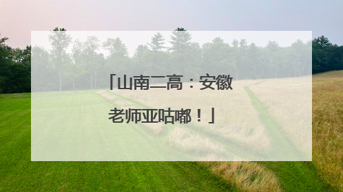 山南二高：安徽老师亚咕嘟！