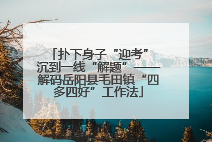 扑下身子“迎考” 沉到一线“解题”——解码岳阳县毛田镇“四多四好”工作法