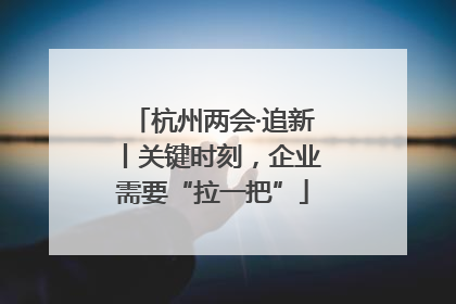 杭州两会·追新丨关键时刻，企业需要“拉一把”