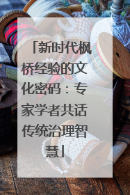 新时代枫桥经验的文化密码：专家学者共话传统治理智慧