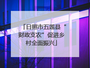 日照市五莲县“财政支农”促进乡村全面振兴