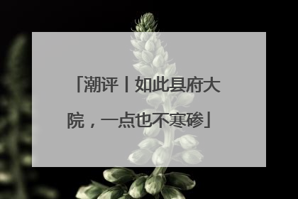 潮评丨如此县府大院，一点也不寒碜