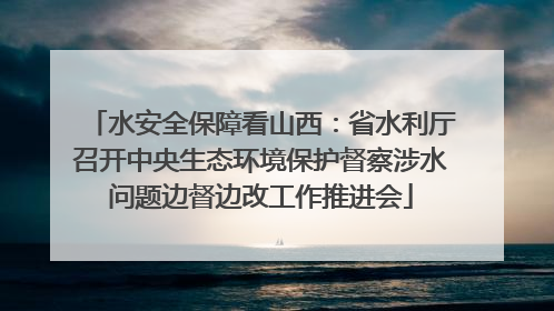 水安全保障看山西：省水利厅召开中央生态环境保护督察涉水问题边督边改工作推进会