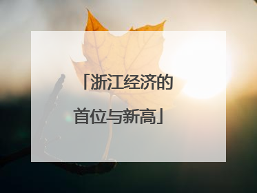 浙江经济的首位与新高