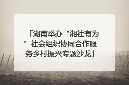 湖南举办“湘社有为”社会组织协同合作服务乡村振兴专题沙龙