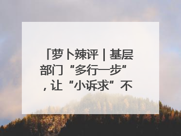 萝卜辣评｜基层部门“多行一步”，让“小诉求”不缺席法治守护