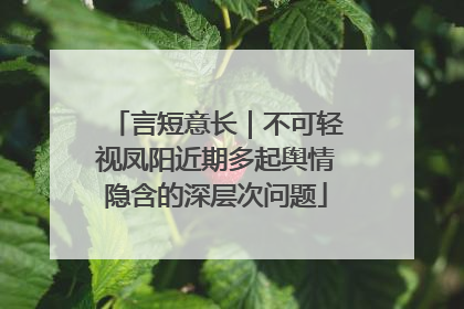 言短意长｜不可轻视凤阳近期多起舆情隐含的深层次问题