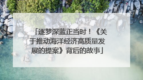 逐梦深蓝正当时！《关于推动海洋经济高质量发展的提案》背后的故事