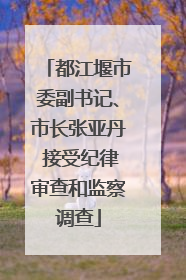 都江堰市委副书记、市长张亚丹 接受纪律审查和监察调查