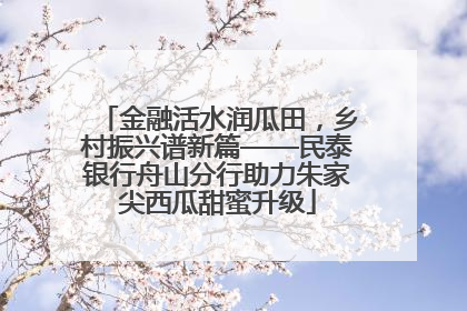 金融活水润瓜田，乡村振兴谱新篇——民泰银行舟山分行助力朱家尖西瓜甜蜜升级