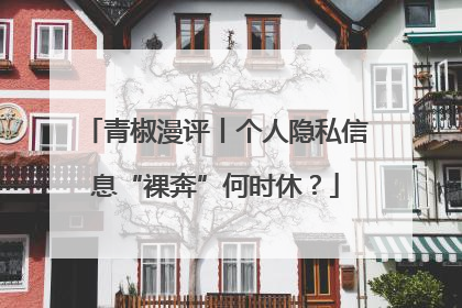 青椒漫评丨个人隐私信息“裸奔”何时休？