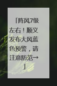 阵风7级左右！顺义发布大风蓝色预警，请注意防范→