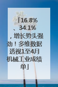 16.8%、34.1%，增长势头强劲！多维数据透视1至4月机械工业成绩单