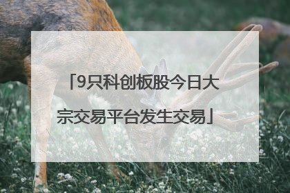 9只科创板股今日大宗交易平台发生交易